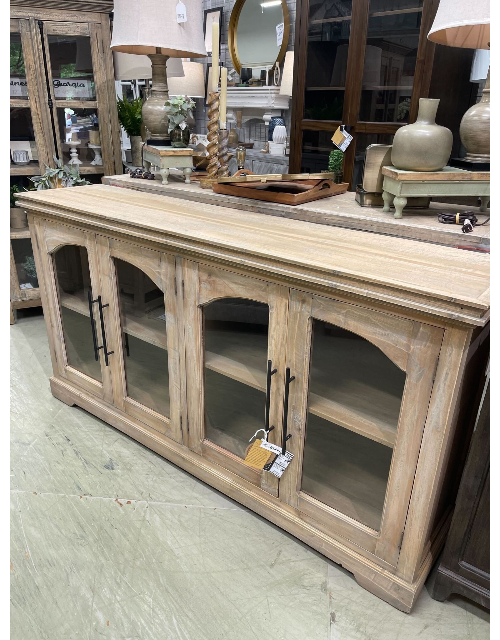 CAB349 Glazed Credenza 4GD w/Bar Handle 72x16.8x38.2"H