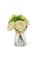 6.75 White Ranunculus Bouquet in Glass Vase 17259B-Wh