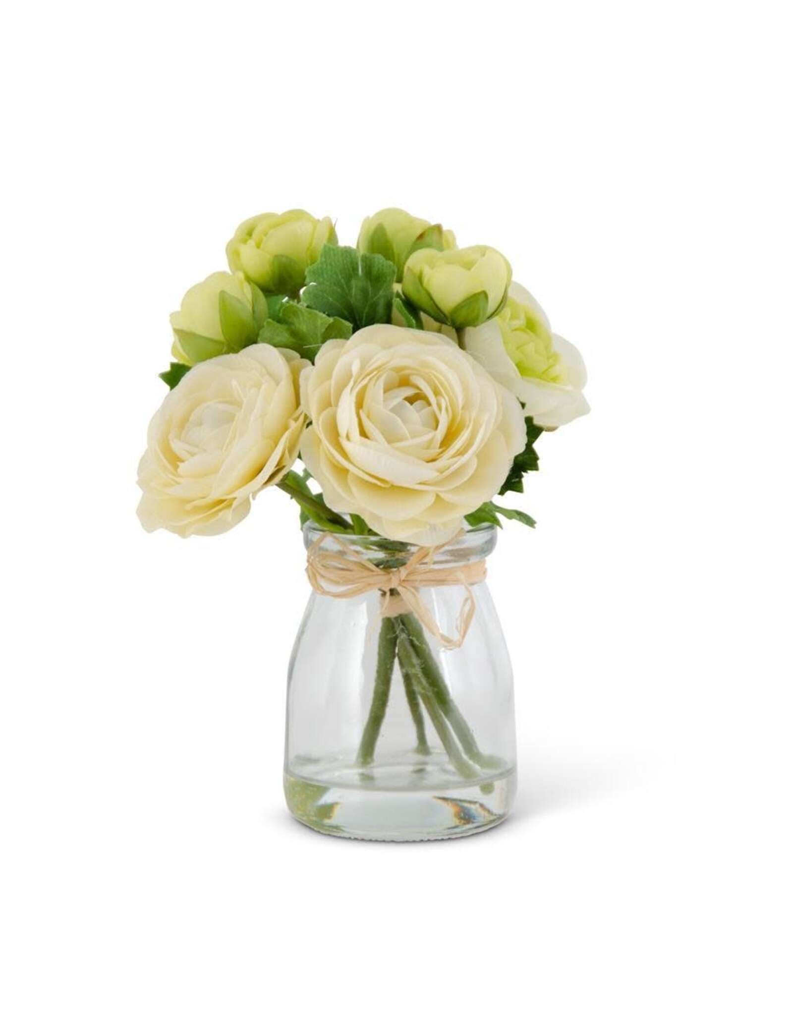 6.75 White Ranunculus Bouquet in Glass Vase 17259B-Wh