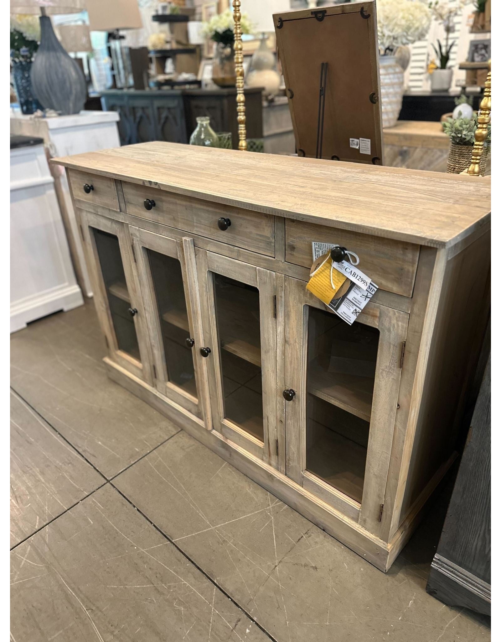 CAB1299 Glazed Sideboard 4GD 3drw w/RG 54.1x17.3x35.8"H