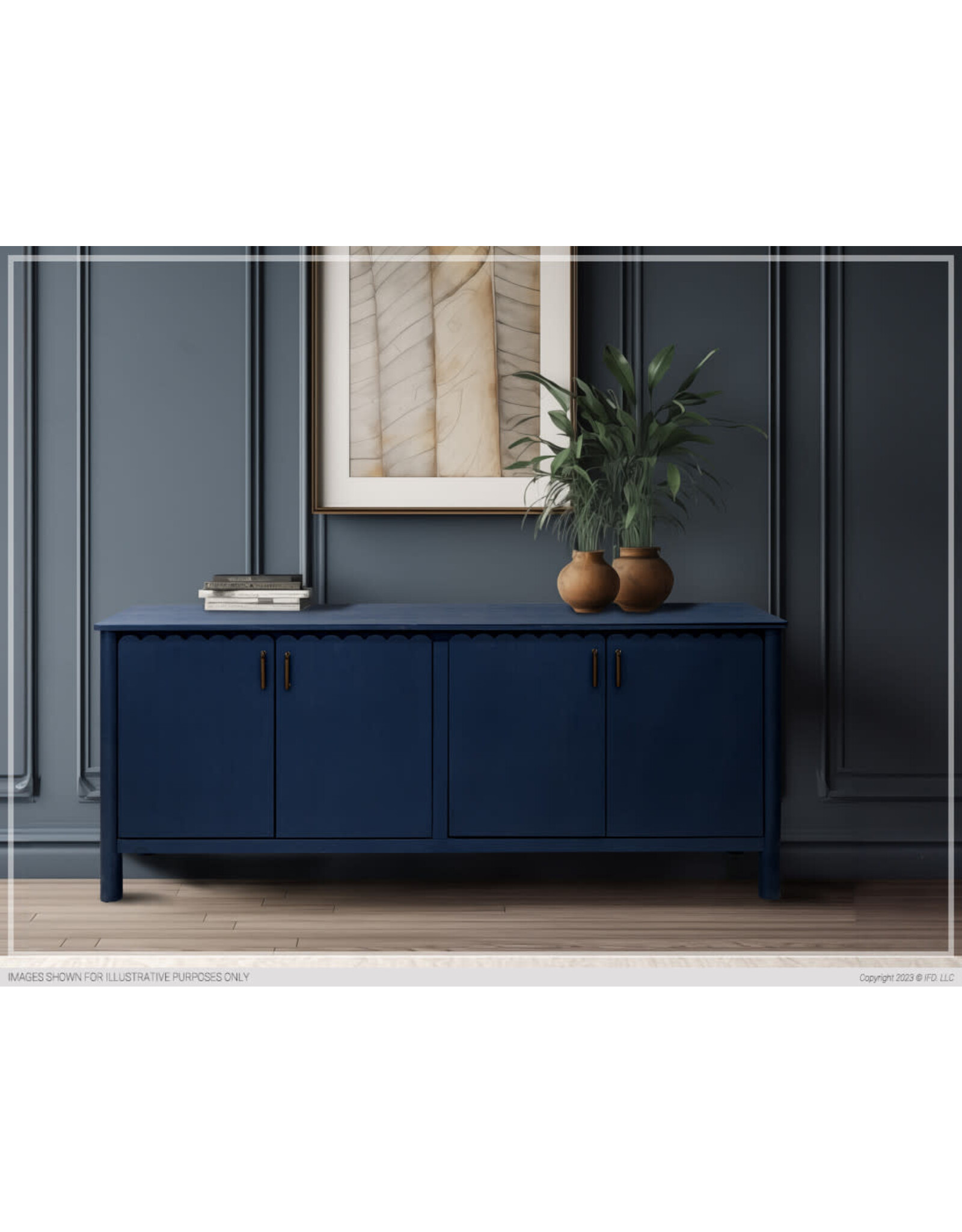 2561 JAZMINE 4 DR DARK BLUE CONSOLE 75-1/2 x 17-3/4 x 32-3/4