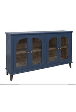 Genova 4 Glass Doors, Blue Console  70-3/4 x 15-1/4 x 42