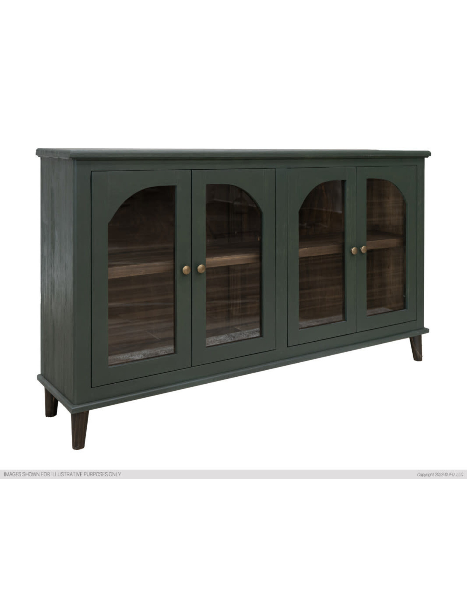 Genova 4 Glass Doors, Blue Console  70-3/4 x 15-1/4 x 42