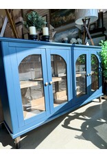 Genova 4 Glass Doors, Blue Console  70-3/4 x 15-1/4 x 42