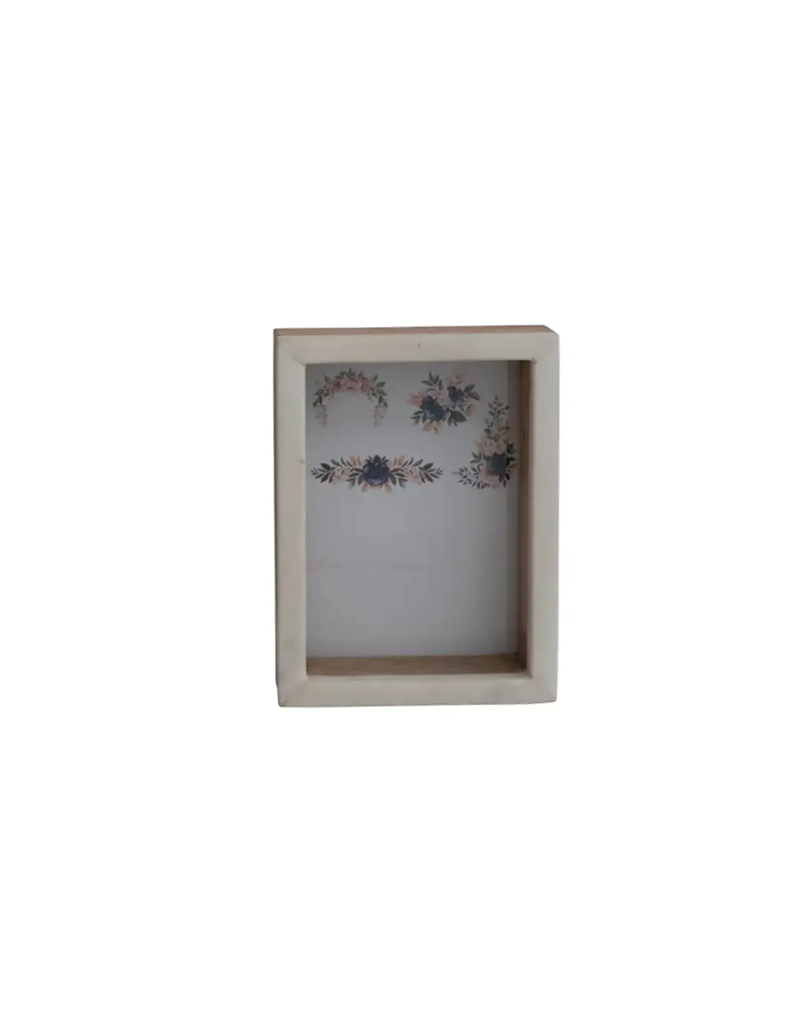 Marble & Mango Wood Shadow Box Photo Frame, White & Natural (Holds 5" x 7" Photo) df7372