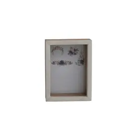 Marble & Mango Wood Shadow Box Photo Frame, White & Natural (Holds 5" x 7" Photo) df7372