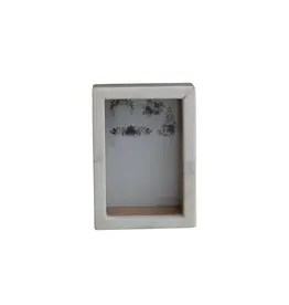 Marble & Mango Wood Shadow Box Photo Frame, White & Natural (Holds 4" x 6" Photo) DF7373