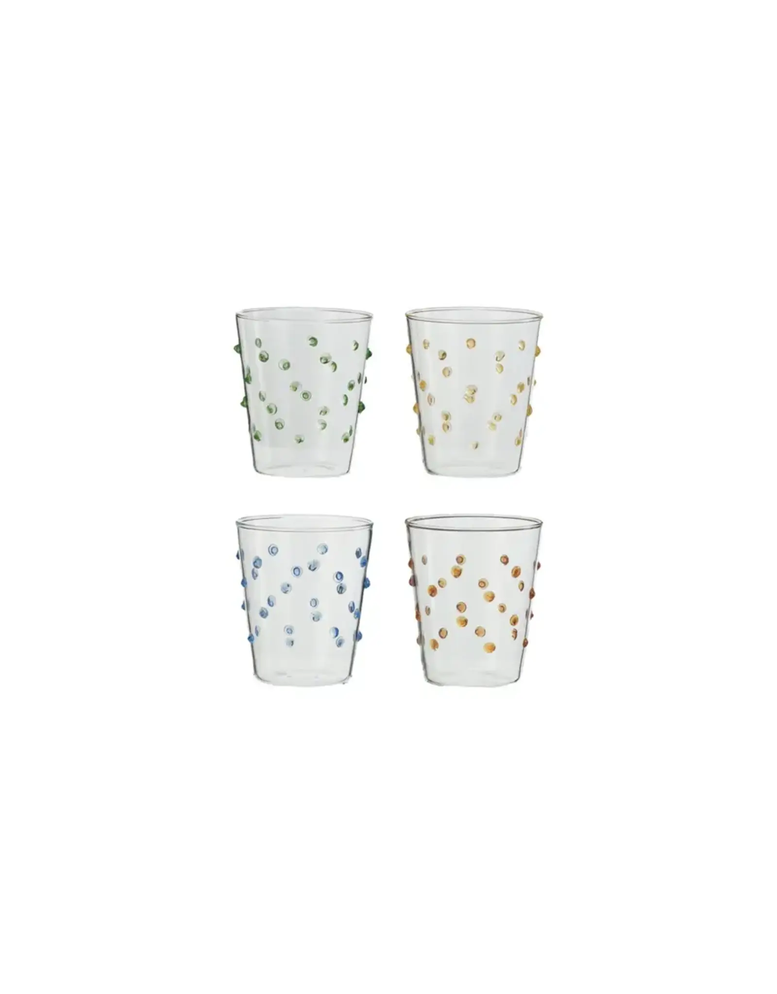 13 oz. Handmade Drinking Glass w/ Raised Dots, 4 Colors DF9587A