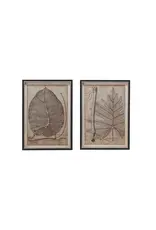 Wood Framed Glass Wall Décor w/ Vintage Reproduction Image, 2 Styles Each DF9781A