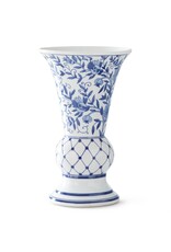 14 Inch Blue & White Fluted Chinoiserie Vase  17866A