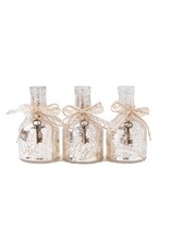 6.5 Inch Mercury Glass Bottle w/Ribbon & Key Accent 13494A