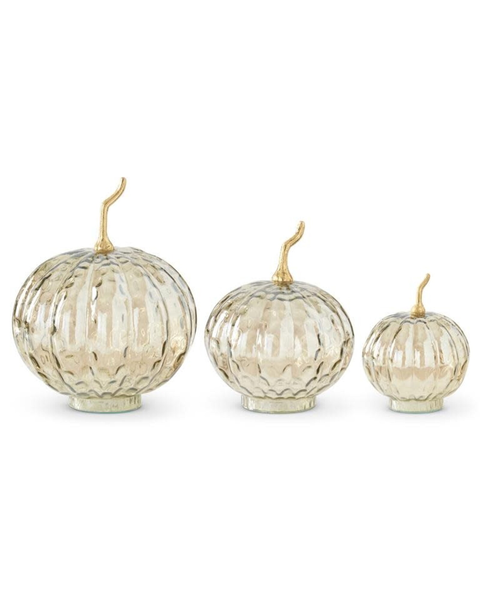 Wavy Glass Pumpkins w/Metal Stem