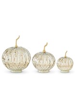 Wavy Glass Pumpkins w/Metal Stem