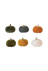 Cotton Blend Bouclé/Velvet Pumpkin w/ Wood Stem, 6 Styles Each CF3784A