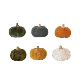 Cotton Blend Bouclé/Velvet Pumpkin w/ Wood Stem, 6 Styles Each CF3784A