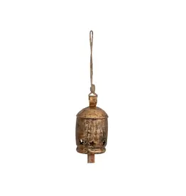 Metal Bell on Jute Rope with Star Cut-Outs XM9862