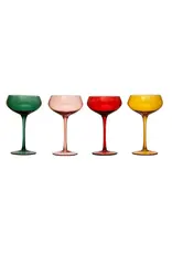 4-1/4" Round x 6-3/4"H 8 oz. Stemmed Champagne/Coupe Glass, 4 Colors Each XS2248A