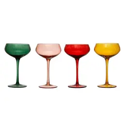 4-1/4" Round x 6-3/4"H 8 oz. Stemmed Champagne/Coupe Glass, 4 Colors Each XS2248A