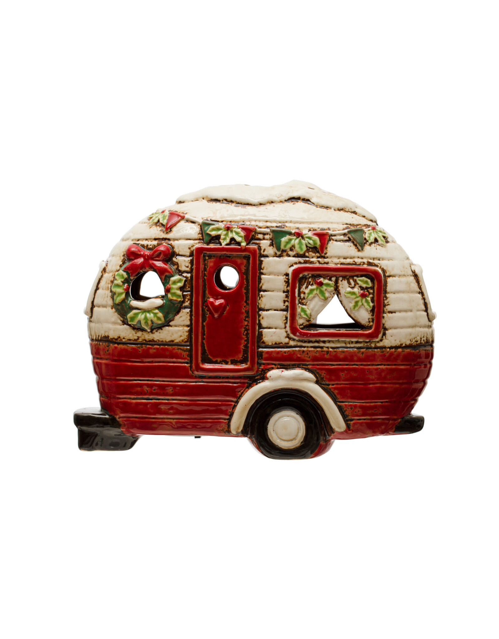 Hand-Painted Stoneware Camper w/ LED Lights XS2588