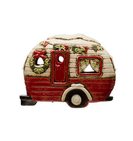 Hand-Painted Stoneware Camper w/ LED Lights XS2588