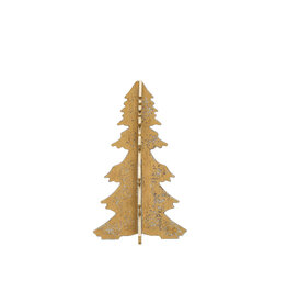 11-1/4" Round x 19"H MDF Interlocking Laser Cut Tree, Distressed Gold Finish, XS2741