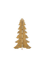 13" Round x 22-1/2"H MDF Interlocking Laser Cut Tree, Distressed Gold Finish,  XS2742