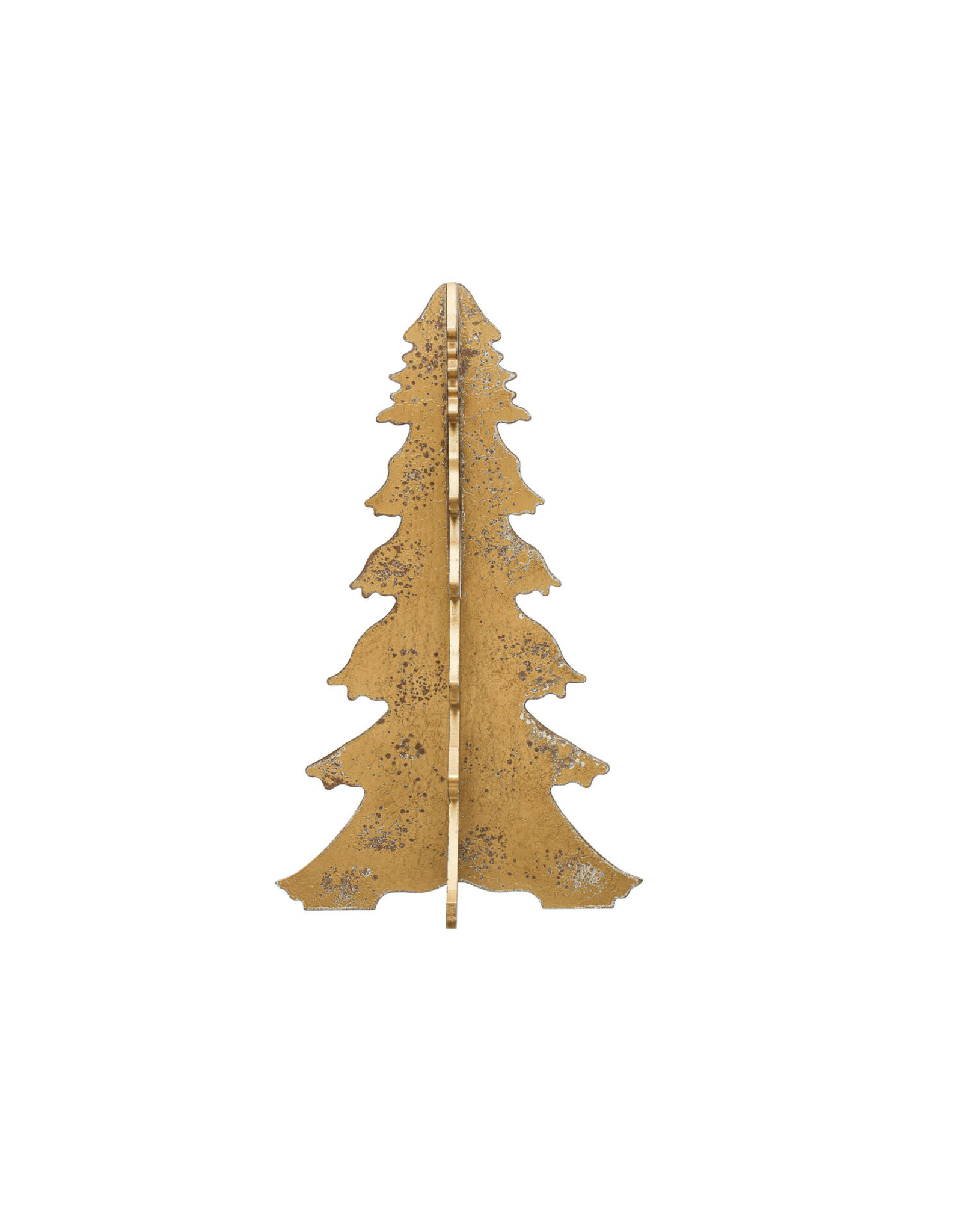 13" Round x 22-1/2"H MDF Interlocking Laser Cut Tree, Distressed Gold Finish,  XS2742