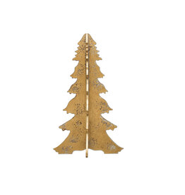 13" Round x 22-1/2"H MDF Interlocking Laser Cut Tree, Distressed Gold Finish,  XS2742