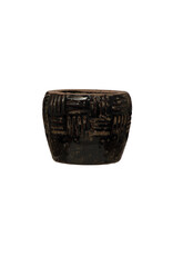 5.5" x 4.5" Embossed Terra-cotta Planter, Crackle Finish DF7173