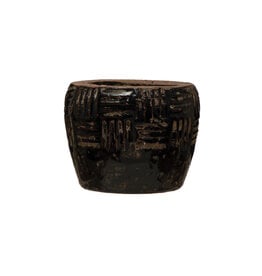 5.5" x 4.5" Embossed Terra-cotta Planter, Crackle Finish DF7173