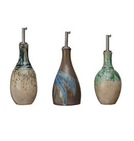 10 oz. Stoneware Oil Cruet, 3 Styles Each DF9605A