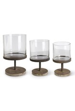 Glass Hurricane Candleholder On Rusty Metal 15785A