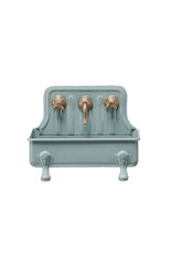 Metal Sink Soap Dish w/ Faucet, Grey & Gold Finish DF9749