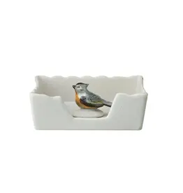 Stoneware Napkin Holder w/ Bird Shaped Weight, 2pc. DF9771