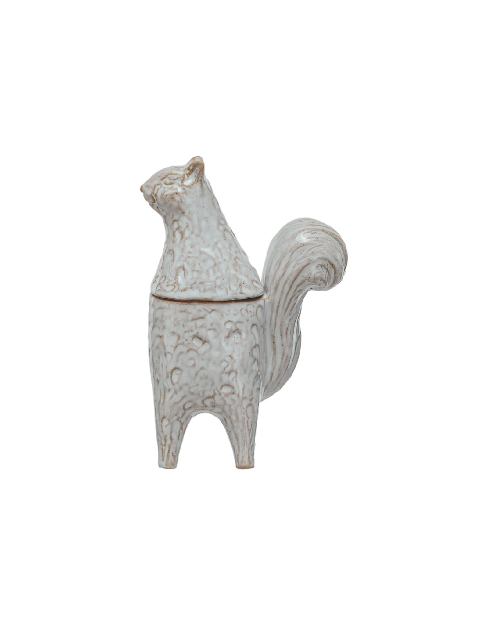 Stoneware Squirrel Shaped Jar, White DF9829