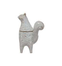 Stoneware Squirrel Shaped Jar, White DF9829