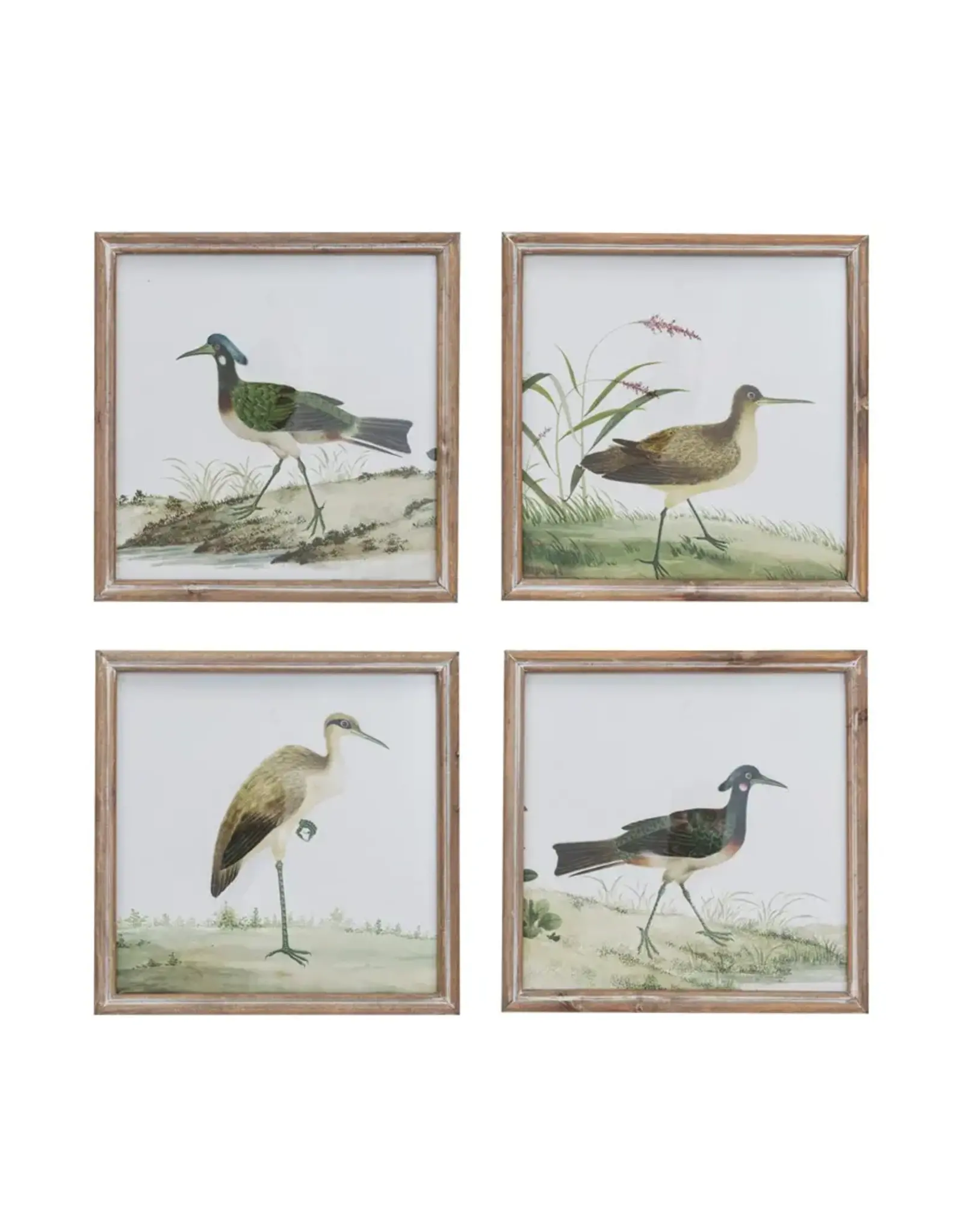 11.75" Sq. Wood Framed Glass Wall Décor w/ Bird, 4 Styles, Each DF8917A