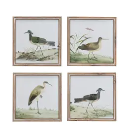 11.75" Sq. Wood Framed Glass Wall Décor w/ Bird, 4 Styles, Each DF8917A