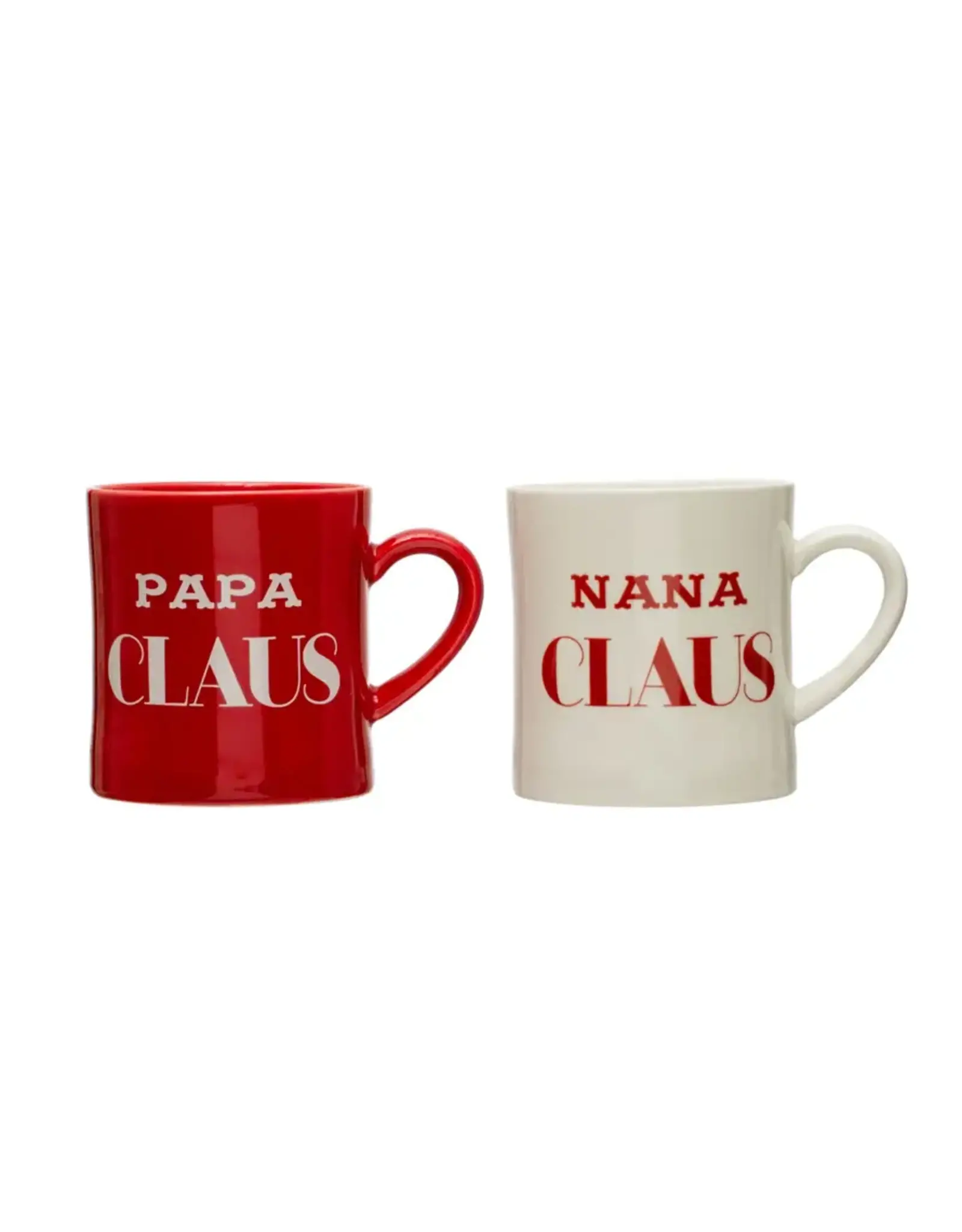 3-1/2" Round x 4"H 16 oz. Stoneware Mug "Nana/Papa Claus", 2 Styles Each XS2512A