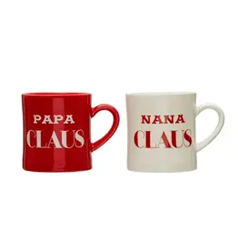 3-1/2" Round x 4"H 16 oz. Stoneware Mug "Nana/Papa Claus", 2 Styles Each XS2512A