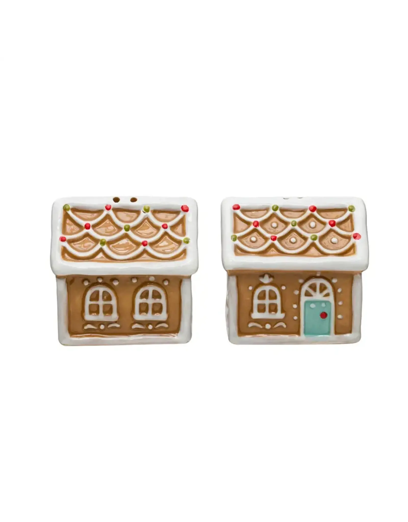 2-1/4"H Ceramic Gingerbread House Salt & Pepper Shakers, Multi Color, Set of 2 XS3780