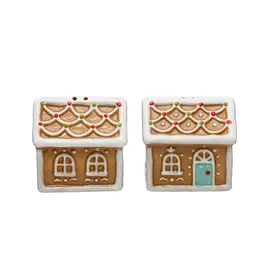 2-1/4"H Ceramic Gingerbread House Salt & Pepper Shakers, Multi Color, Set of 2 XS3780