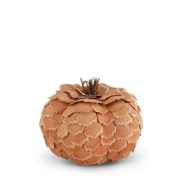 5.25" Scalloped Wood Chip Pumpkin 42076