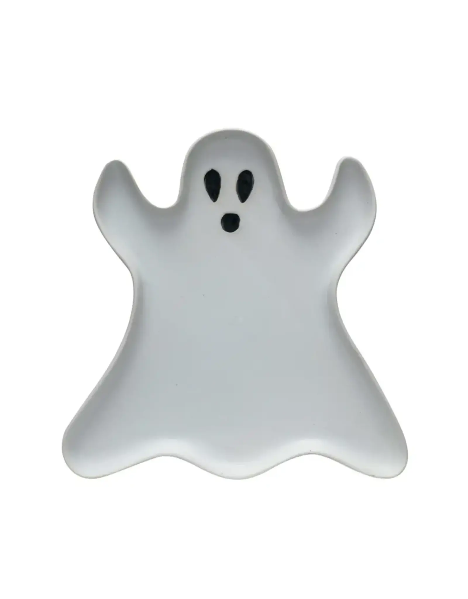 Stoneware Ghost Shaped Plate, Matte White & Black HX1893