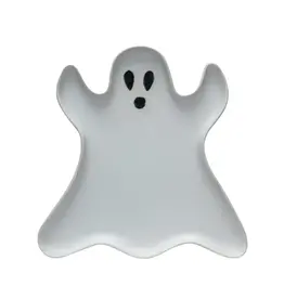 Stoneware Ghost Shaped Plate, Matte White & Black HX1893