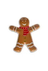 Hand-Painted Ceramic Gingerbread Man w/ Scarf Shaped Platter, Brown, Red & White XS2245