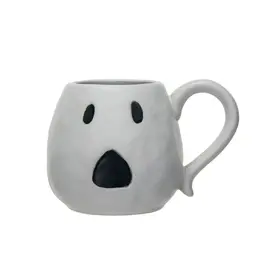 HX1892 4-1/2" Round x 4"H 16 oz. Stoneware Ghost Mug