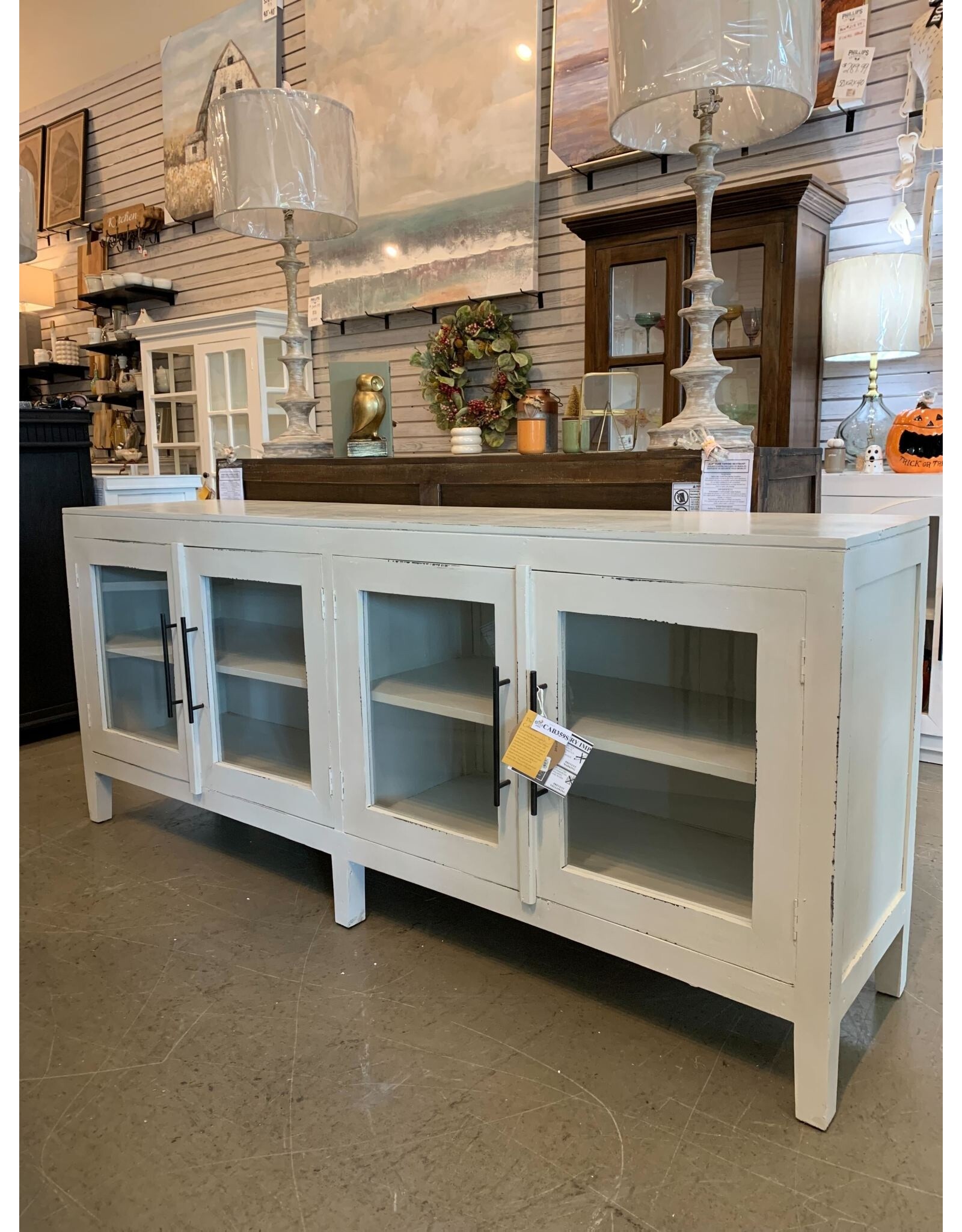 CAB359 Glazed Credenza 4GD w/Bar Handles 79.8x18.1x33.8"H