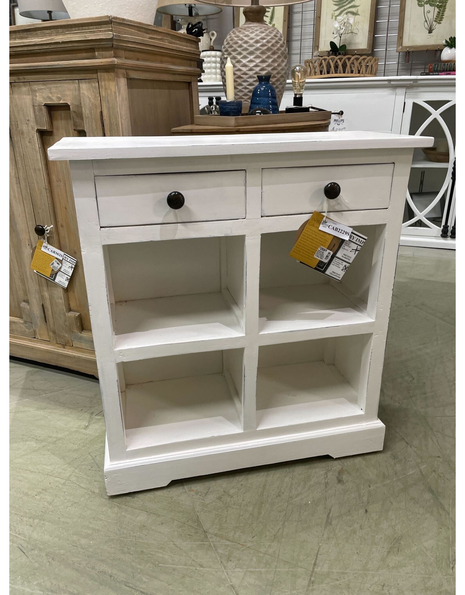 CAB2229SO Storage Rack 2Drw 27.5x11.3x29.5"H White Wash