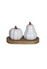 Stoneware Salt & Pepper Shakers w/ Wood Tray, Set of 3 CF3900